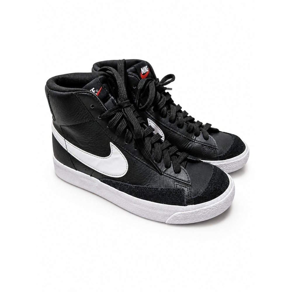 Nike Blazer Mid '77 Black Leather Sneakers – Size 6.5Y